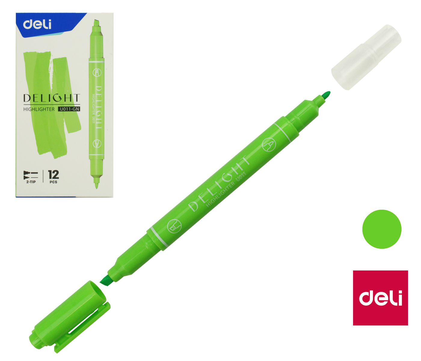 Zvýrazňovač DELI oboustranný EU011-GR zelený