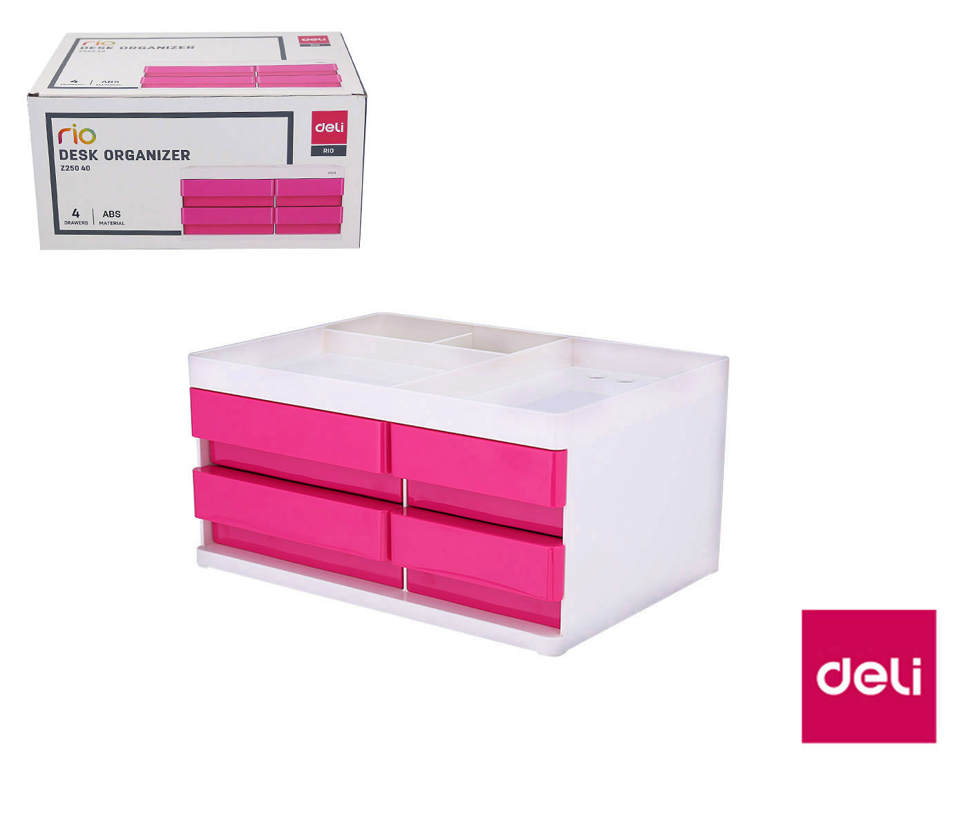 Box zásuvkový RIO 4 zásuvky DELI EZ25040 růžový