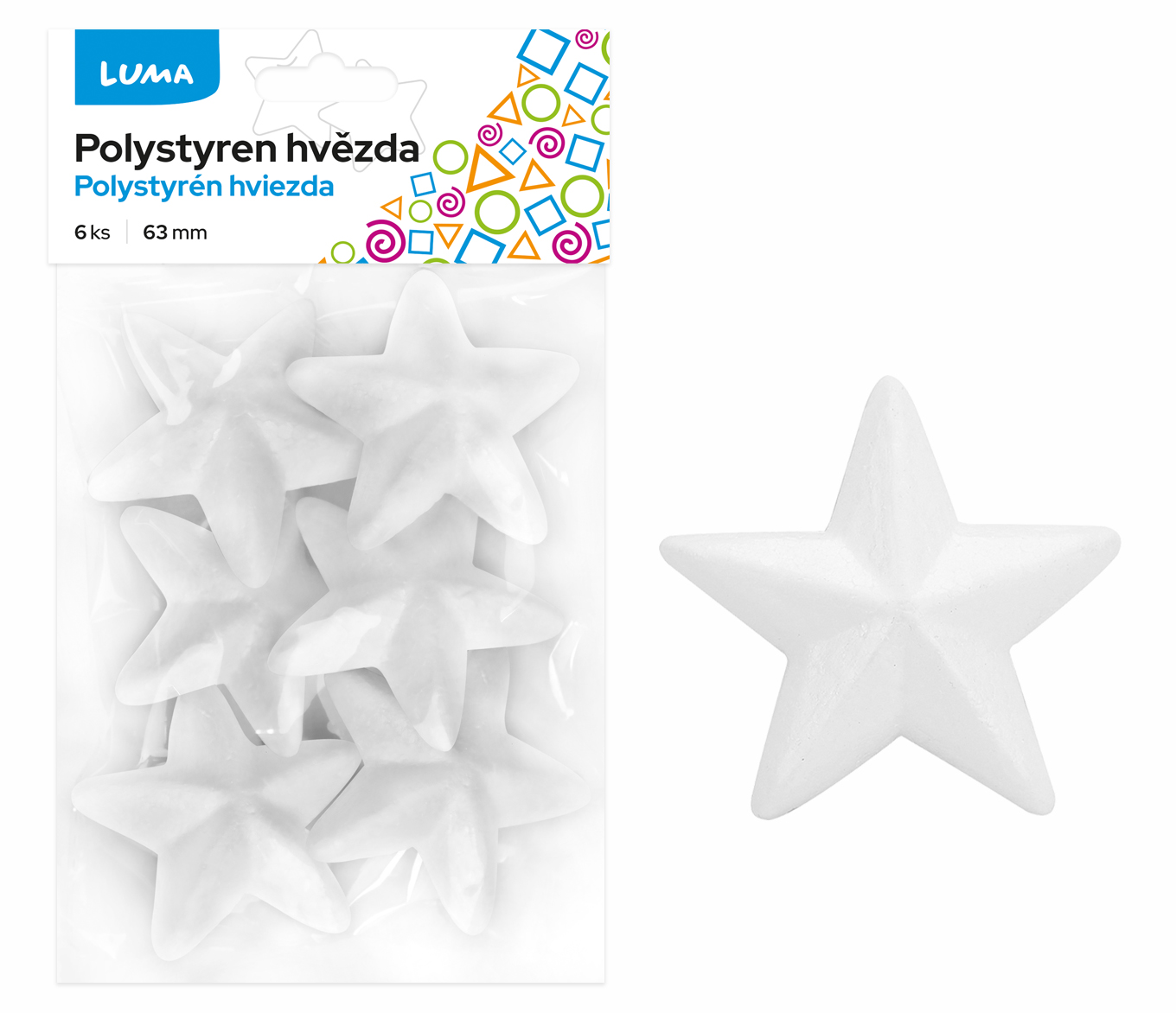 Polystyren - Hvězda  63mm LUMA