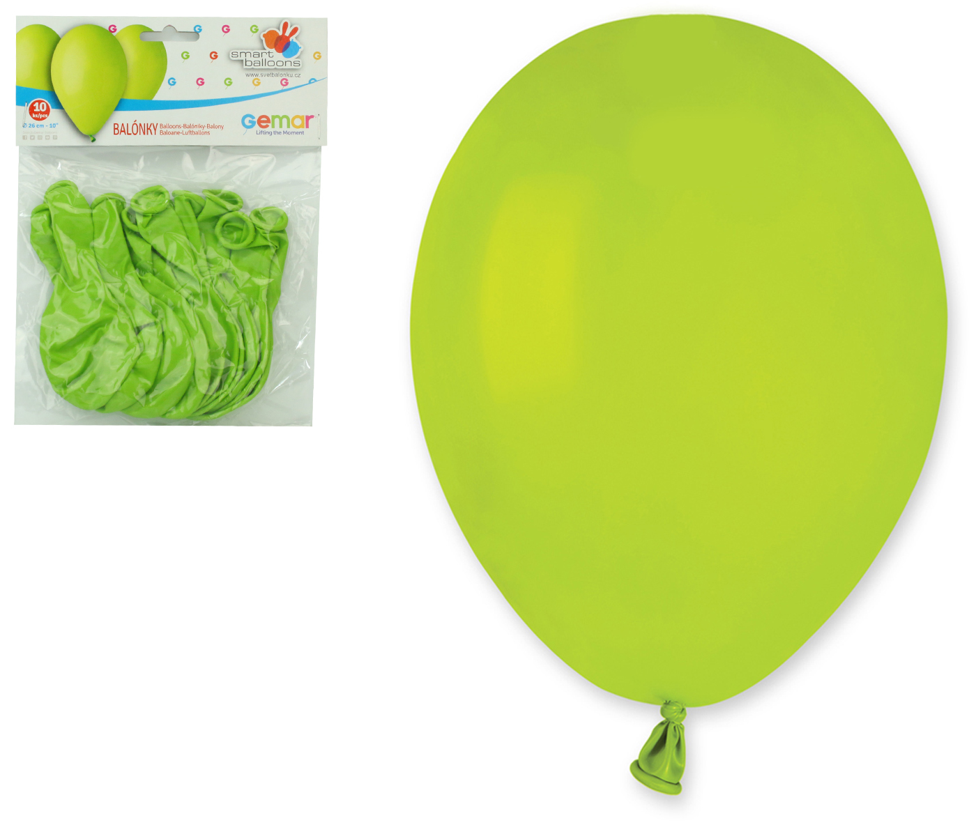 Balónky 10ks OBYČ. zelené světle