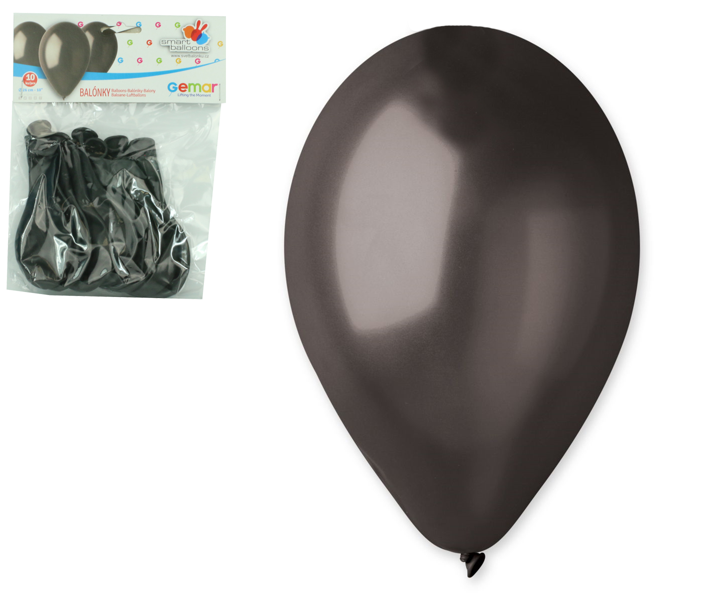 Balónky 10ks METAL černé