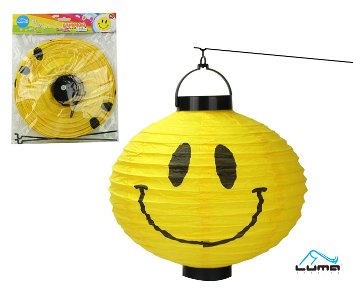 Lampion svítící 25cm kulatý smile LUMA baterie