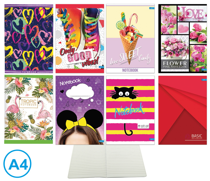 Sešit A4 linka 52l Basic girls mix