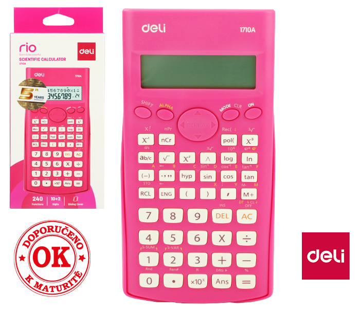 Kalkulačka vědecká DELI E1710A růžová