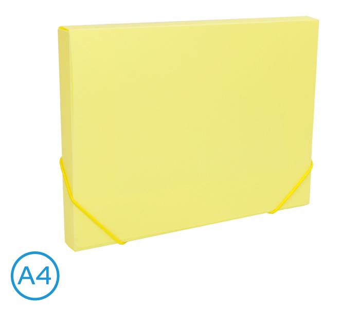 Desky na spisy s gumou, box A4 pastel LUMA, žlutý