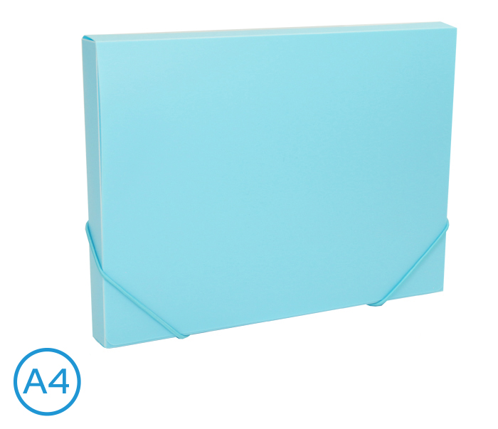 Desky na spisy s gumou, box A4 pastel LUMA, modrý