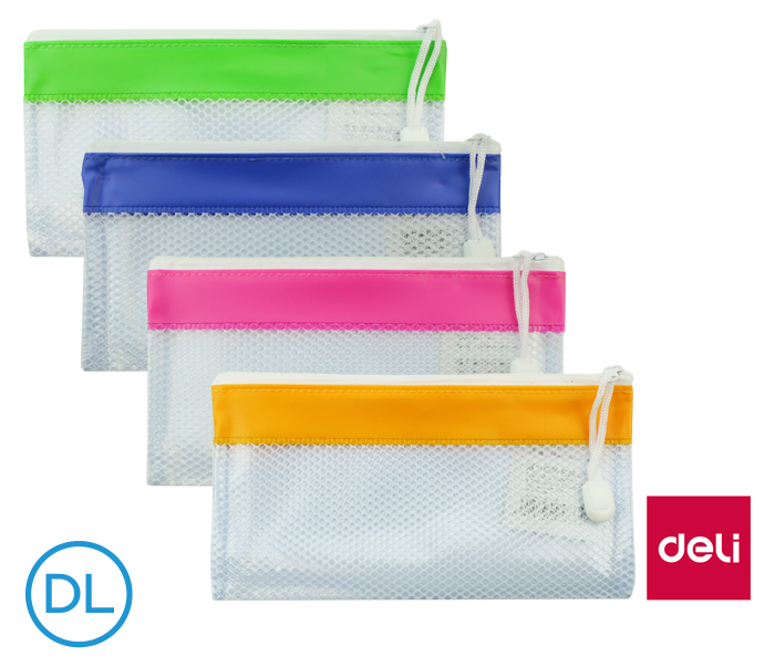 Obal spisový se zipem síťovaný DL, PVC DELI 5833 mix